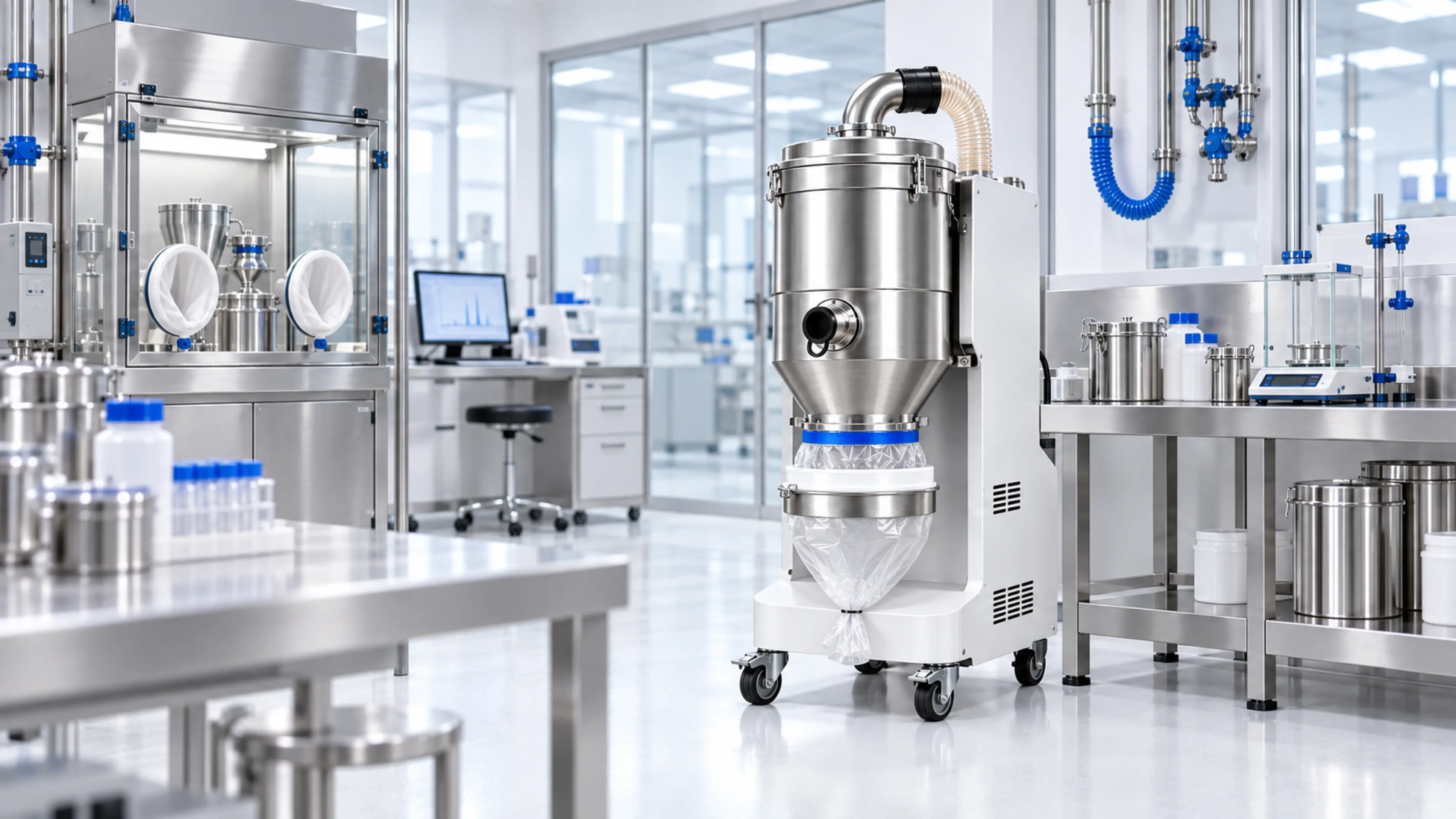 Leise im Labor. Der niedrige Geräuschpegel macht den R44 zum diskreten Begleiter in Food- und Pharmalaboren. So bleibt die Konzentration dort, wo sie hingehört: beim Prozess.